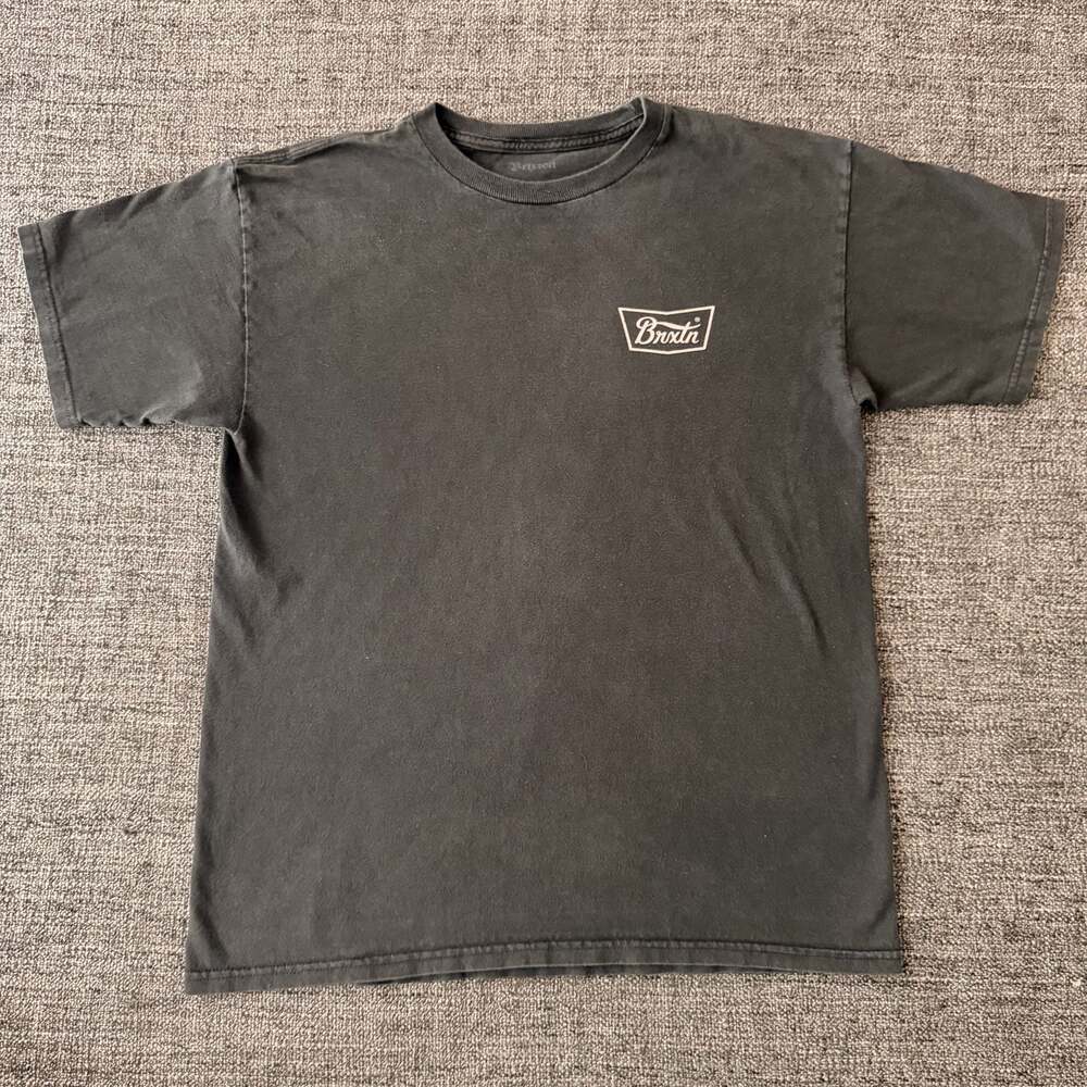 Brixton Linwood Graphic T-Shirt Charcoal Grey Medium - Picture 1 of 9